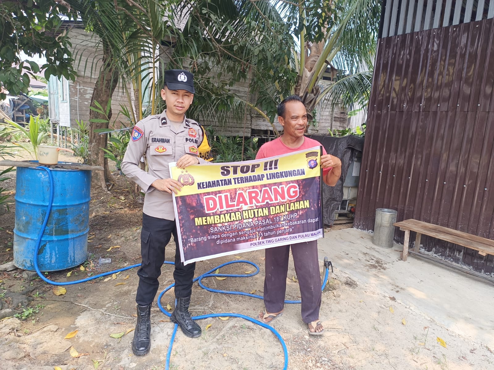 Ciptakan lingkungan sehat Polsek Tws Garing dan Pulau Malan sosialisasi Stop Karhutla.