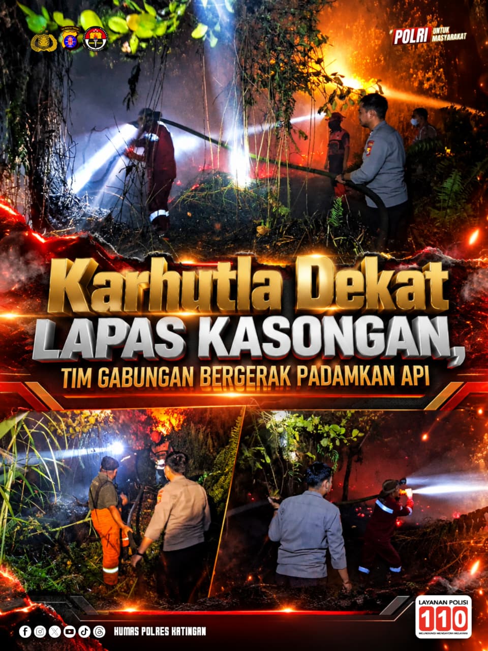 Karhutla Dekat Lapas Kasongan, Tim Gabungan Bergerak Padamkan Api