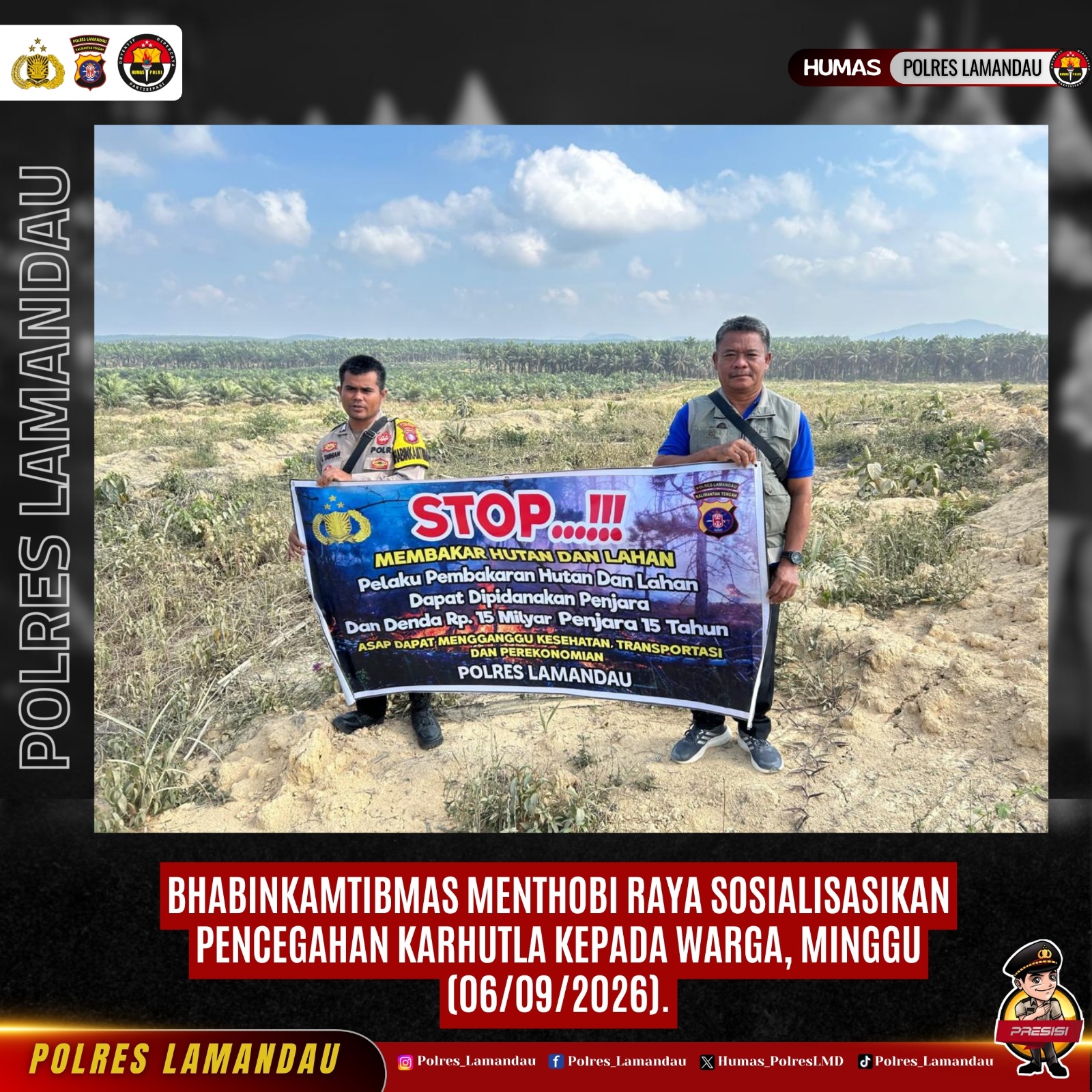 Bhabinkamtibmas Menthobi Raya Sosialisasikan Pencegahan Karhutla kepada Warga