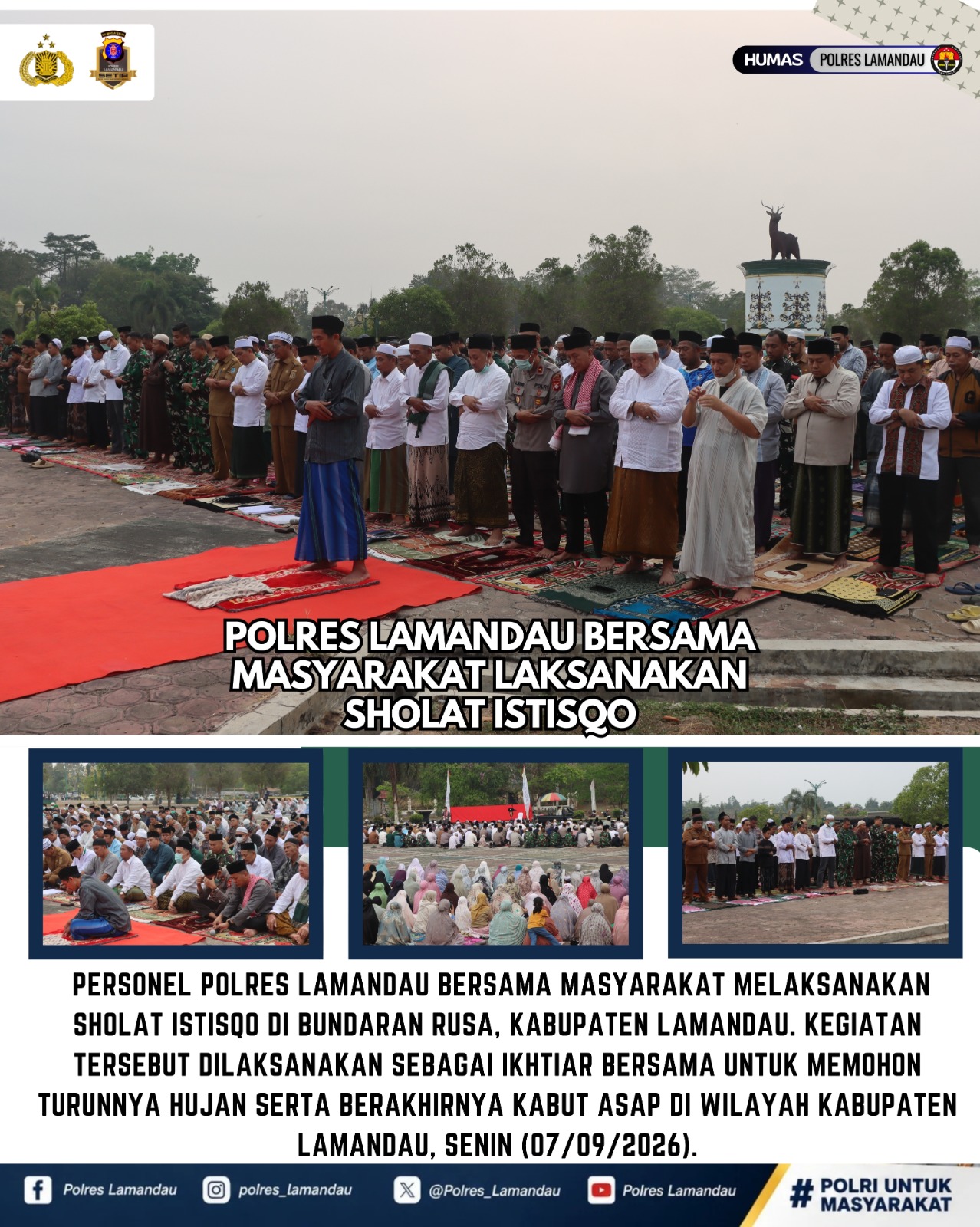 Polres Lamandau Bersama Masyarakat Laksanakan Sholat Istisqo