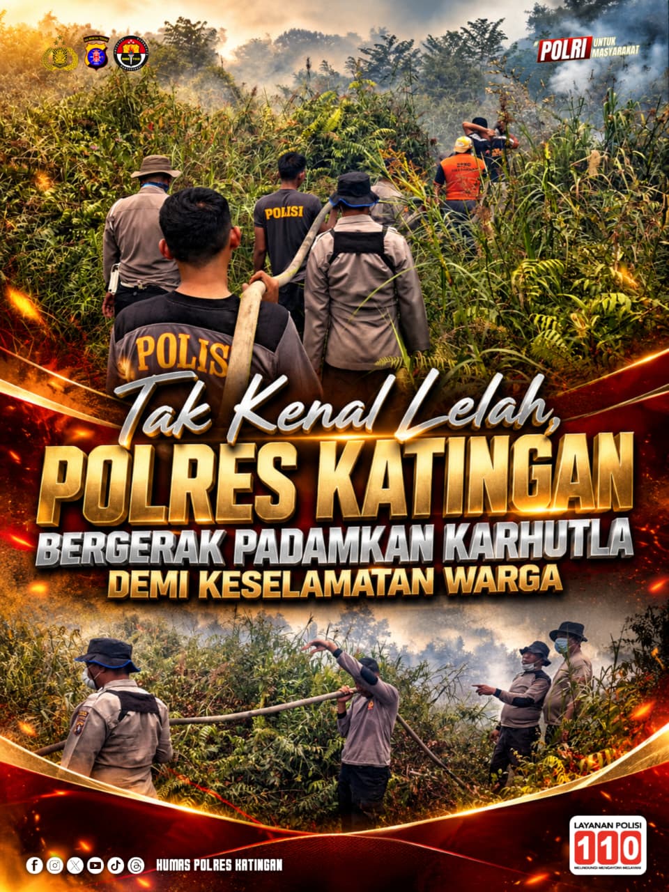 Tak Kenal Lelah, Polres Katingan Bergerak Padamkan Karhutla Demi Keselamatan Warga