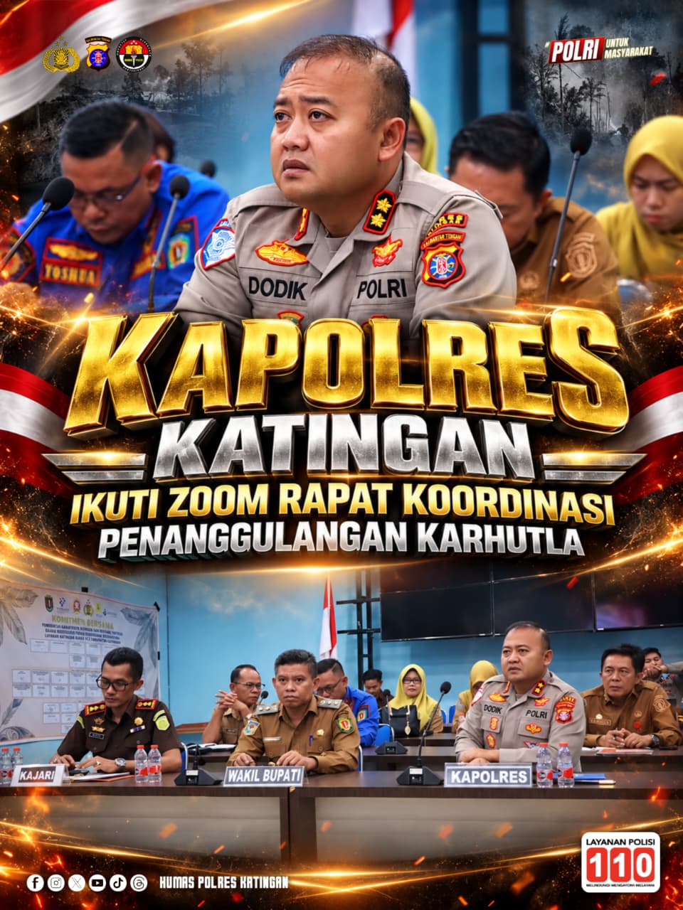 Kapolres Katingan Ikuti Zoom Rapat Koordinasi Penanggulangan Karhutla