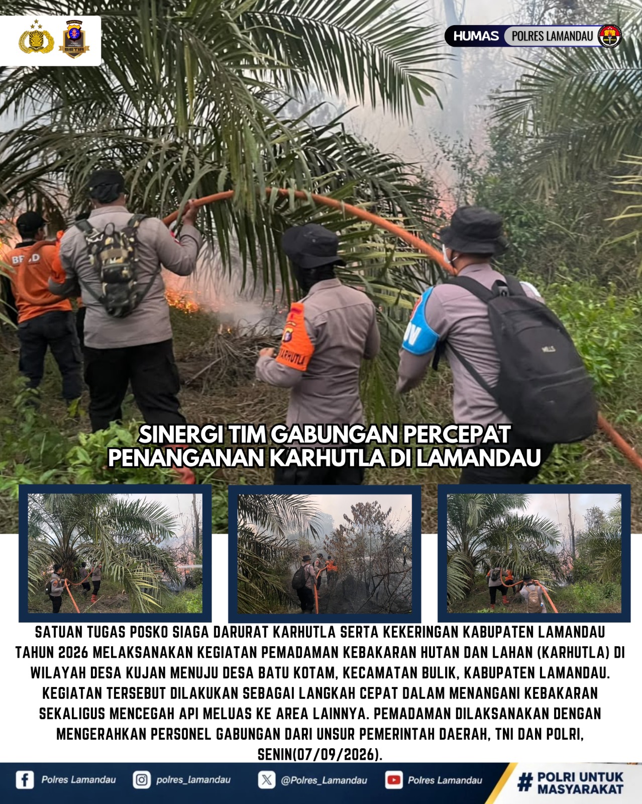 Sinergi Tim Gabungan Tangani Karhutla di Wilayah Kecamatan Bulik
