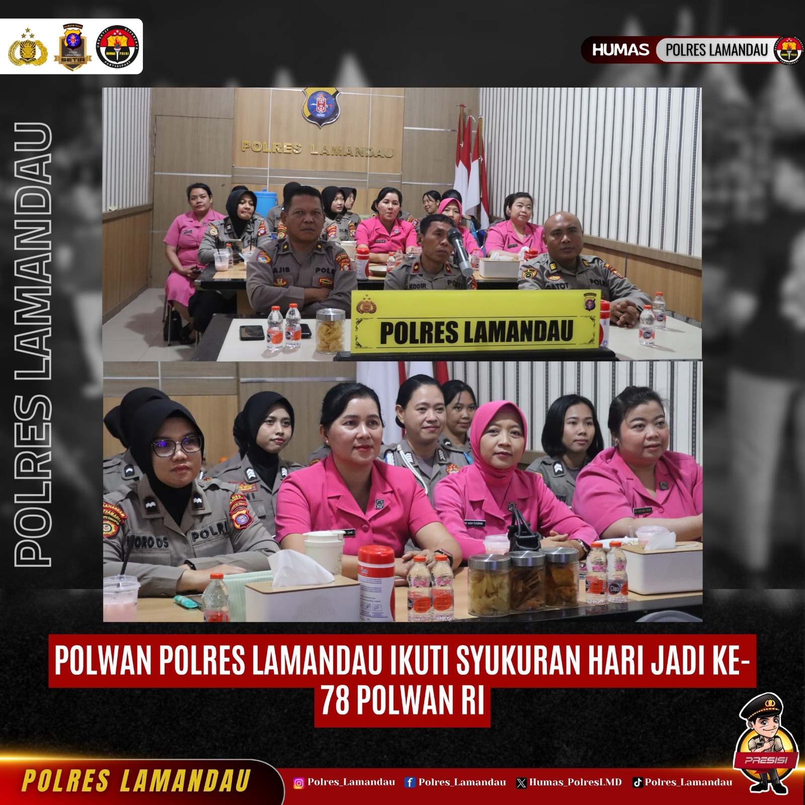 Polwan Polres Lamandau Ikuti Syukuran Hari Jadi ke-78 Polwan RI