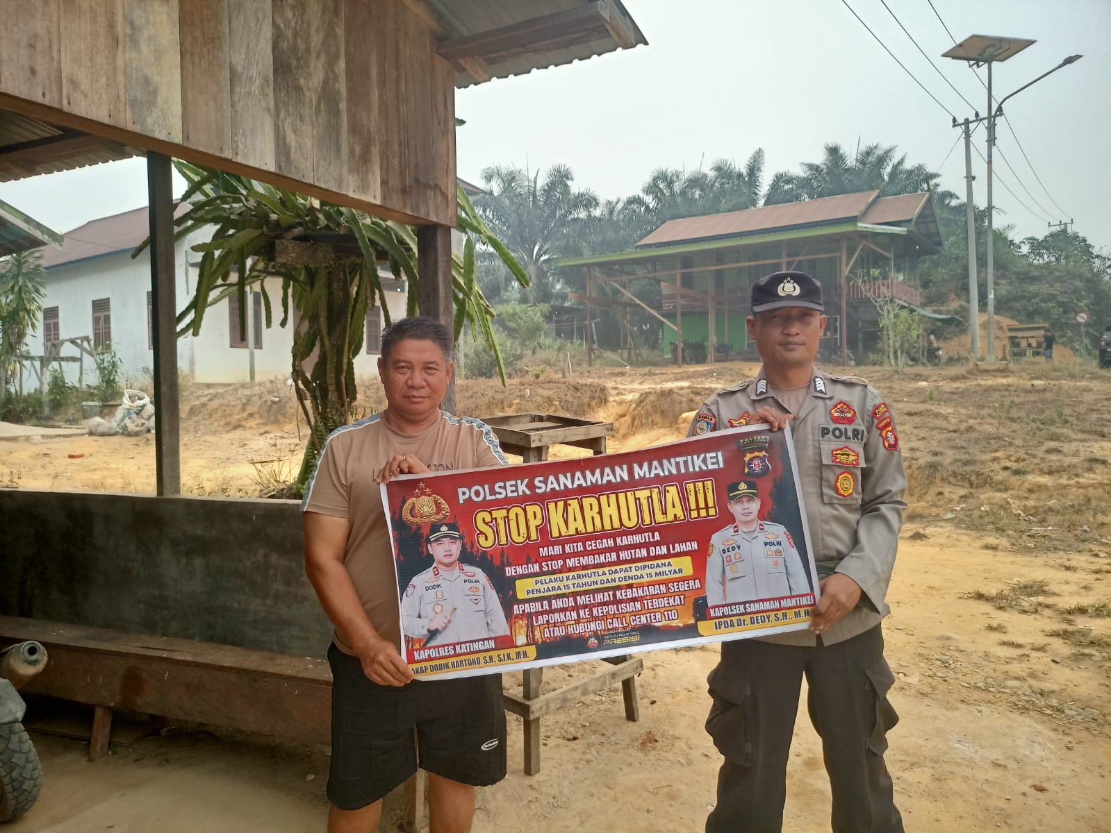 Bhabinkamtibmas Desa kamanto Sosialisasi imbauan tentang Karhutla