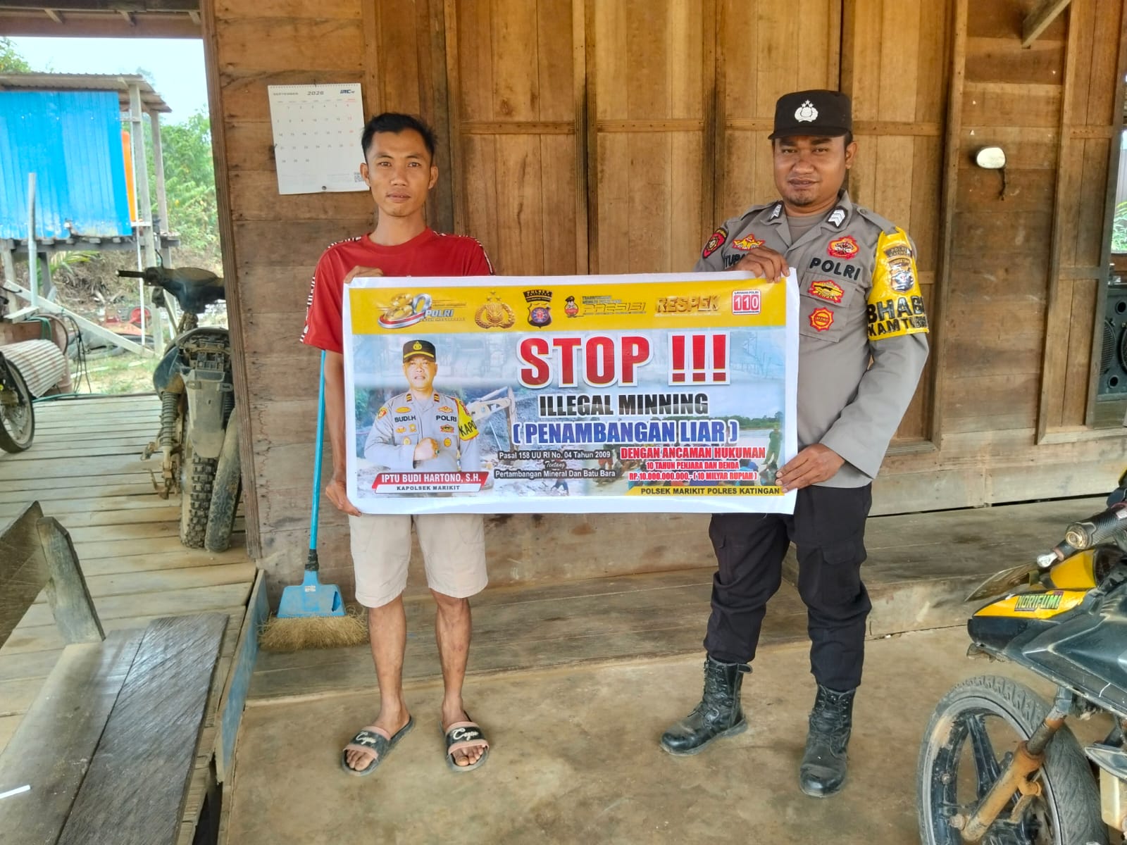 STOP TAMBANG ILEGAL, KANIT BINMAS POLSEK MARIKIT EDUKASI WARGA TUMBANG HIRAN