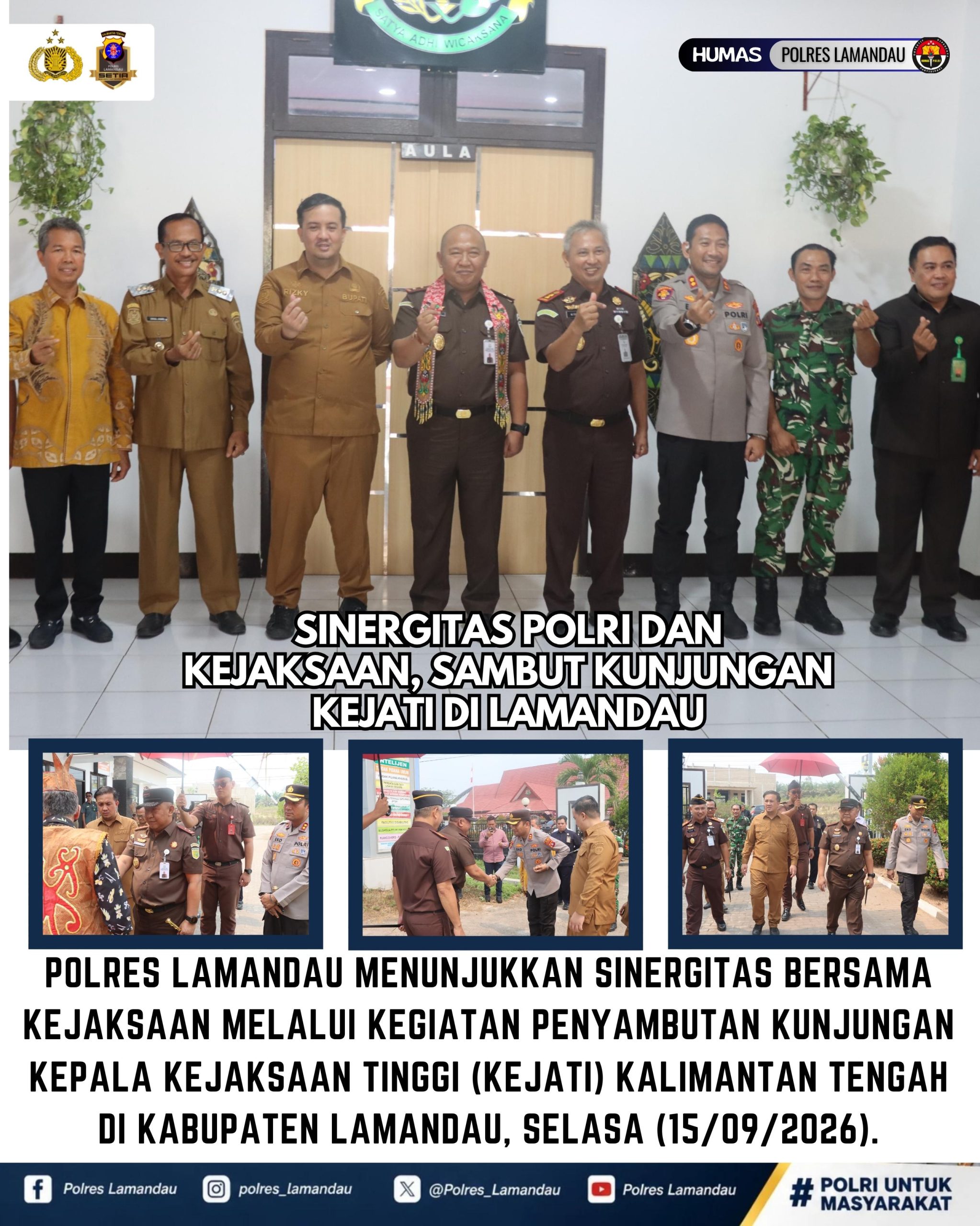Sinergitas Polri dan Kejaksaan, Sambut Kunjungan Kejati di Lamandau