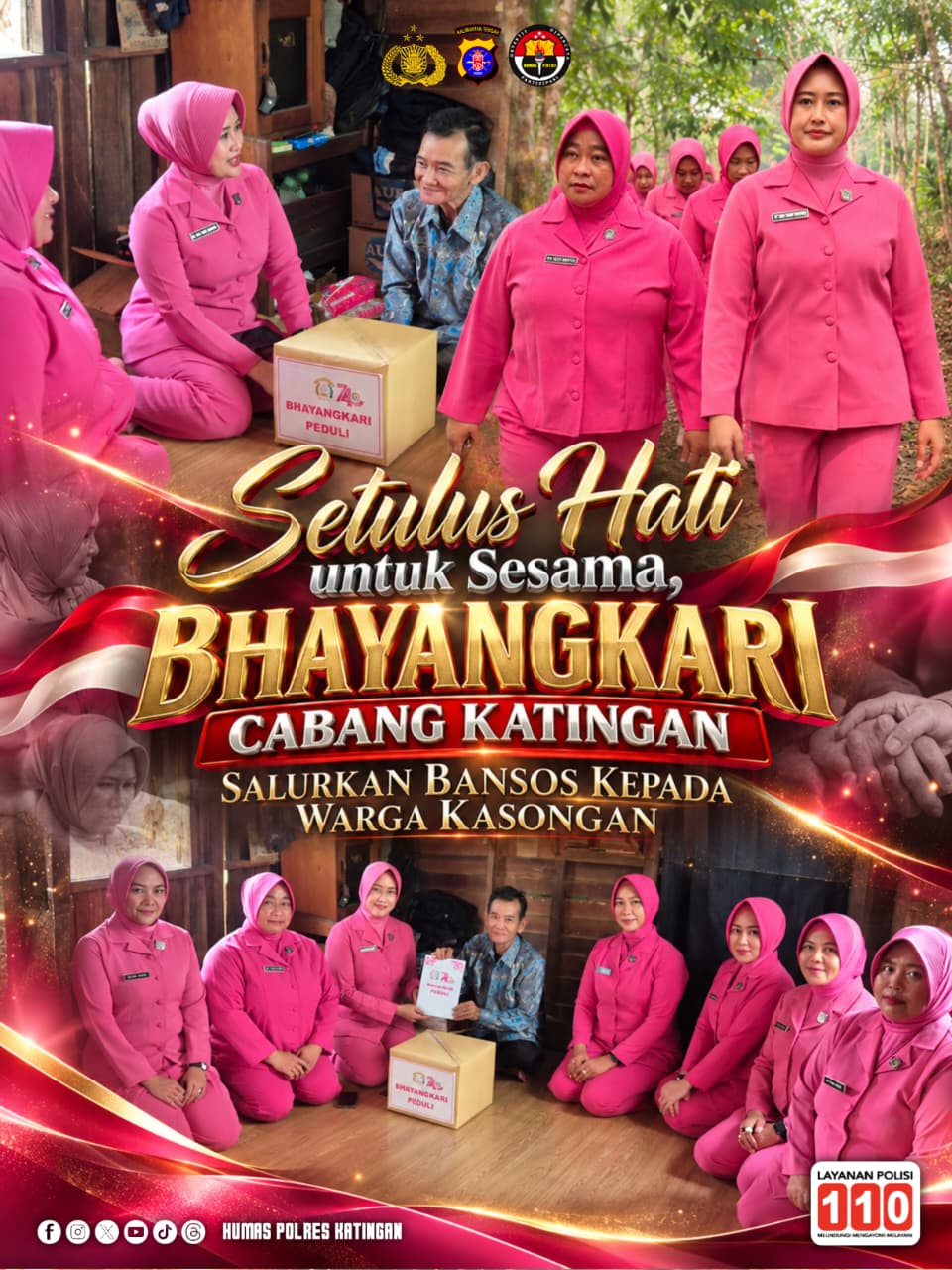 Setulus Hati untuk Sesama, Bhayangkari Cabang Katingan Salurkan Bansos Kepada Warga Kasongan