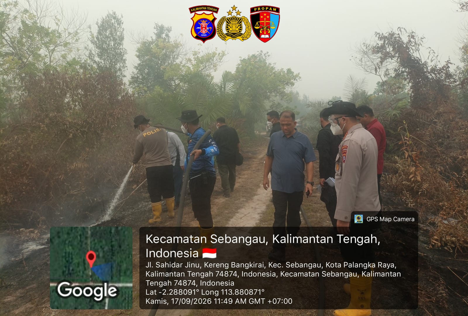Ditinjau Aslog Kapolri, Satgas Karhutla Bidpropam Polda Kalteng Berhasil Jinakkan Api di Jalan Sahidar Jinu