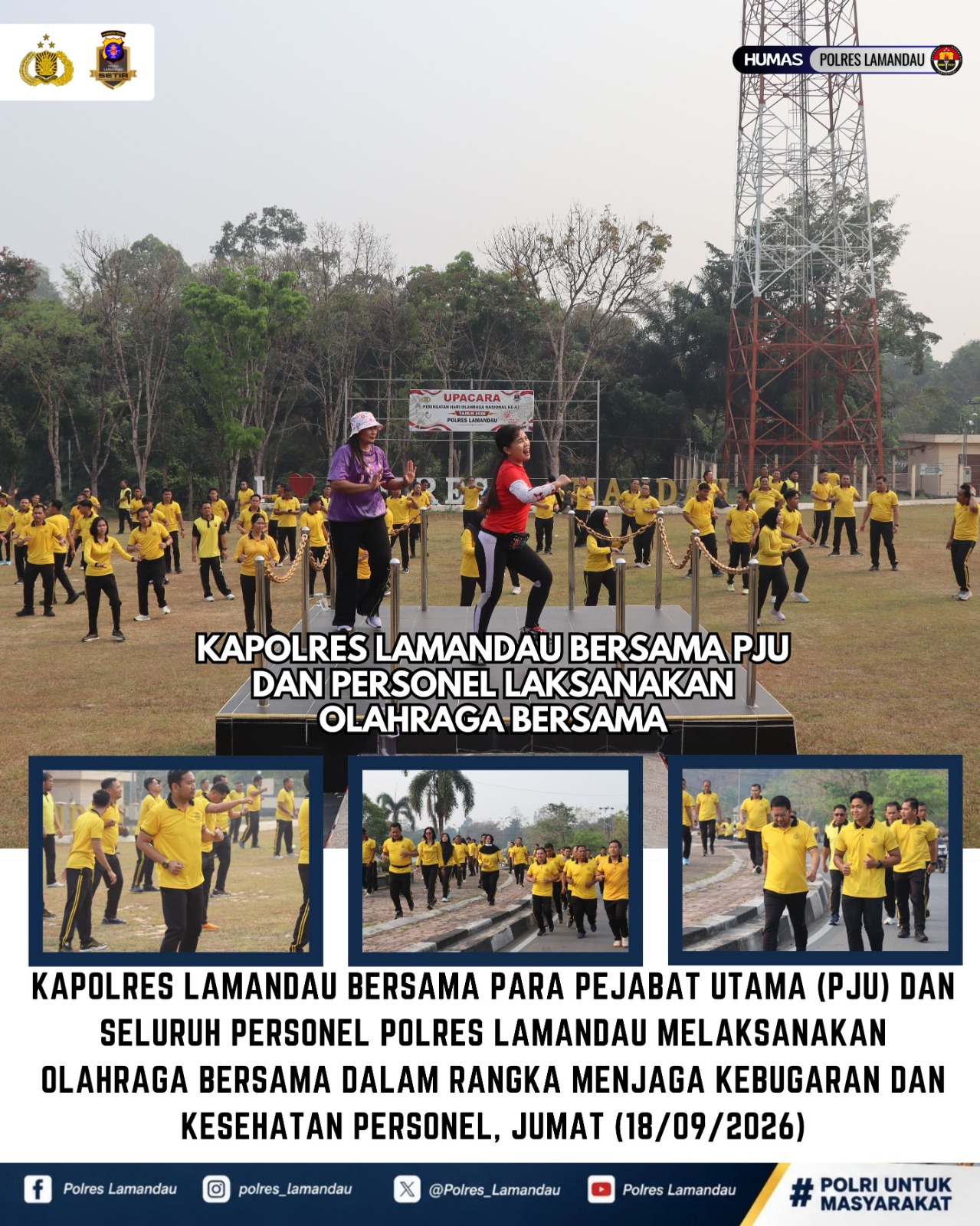 Kapolres Lamandau Bersama PJU dan Personel Laksanakan Olahraga Bersama