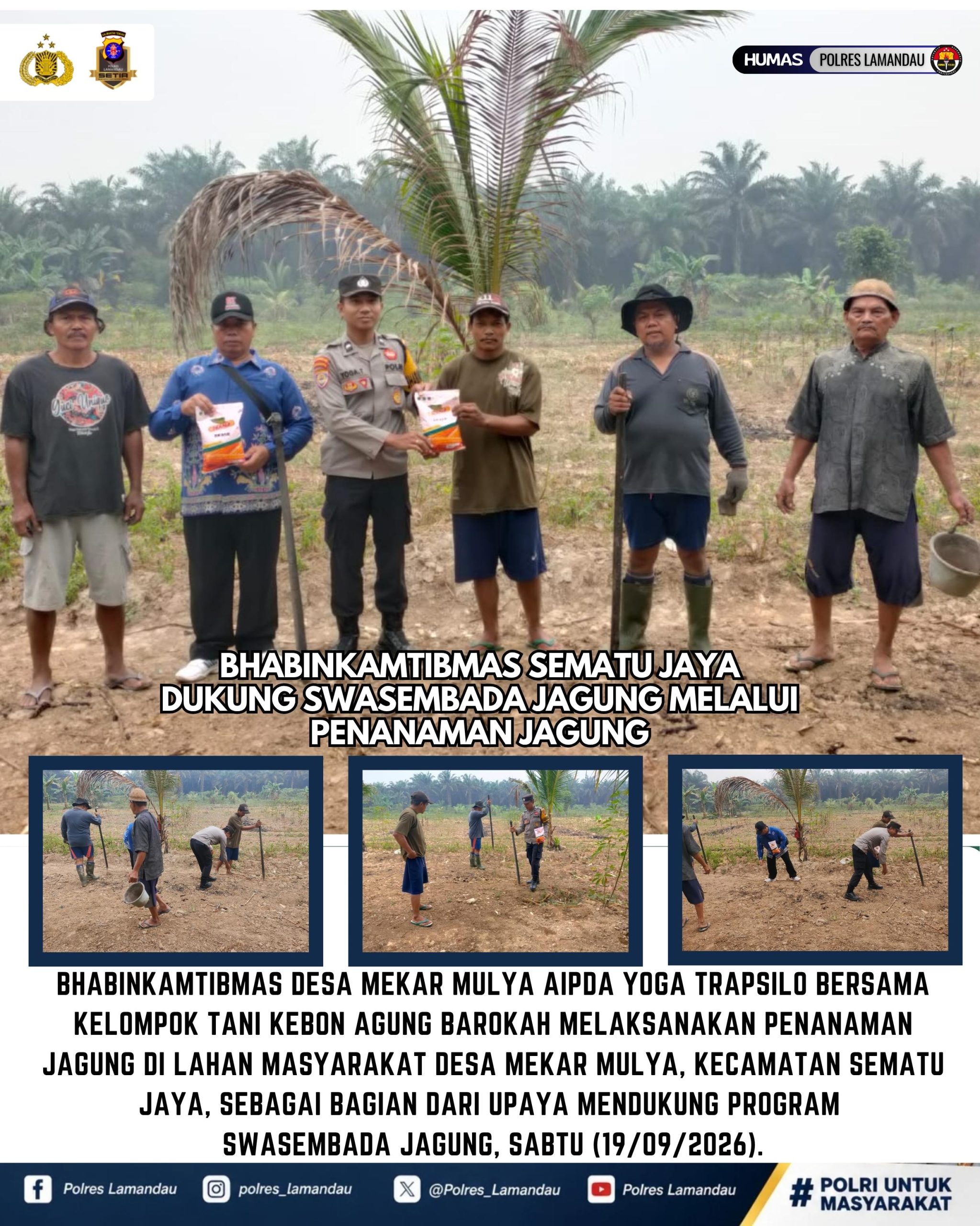 Bhabinkamtibmas Sematu Jaya Dukung Swasembada Jagung melalui Penanaman Jagung