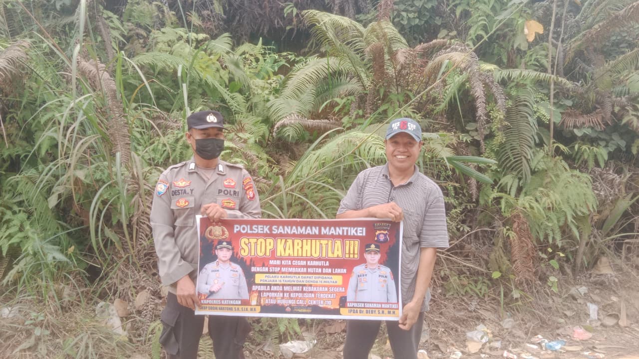 Bhabinkamtibmas Desa kamanto Sosialisasi imbauan tentang Karhutla