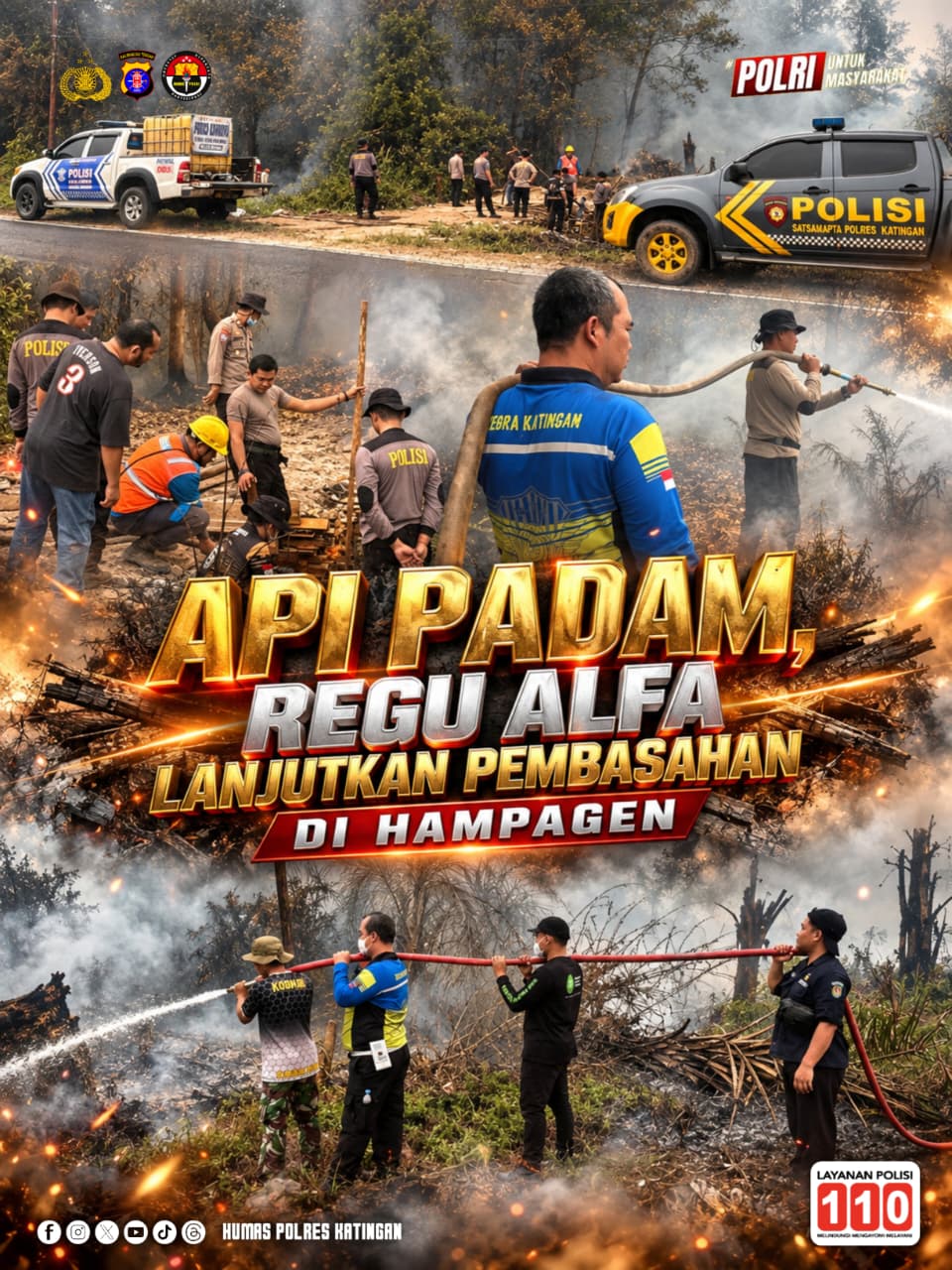 Api Padam, Regu Alfa Lanjutkan Pembasahan di Hampagen